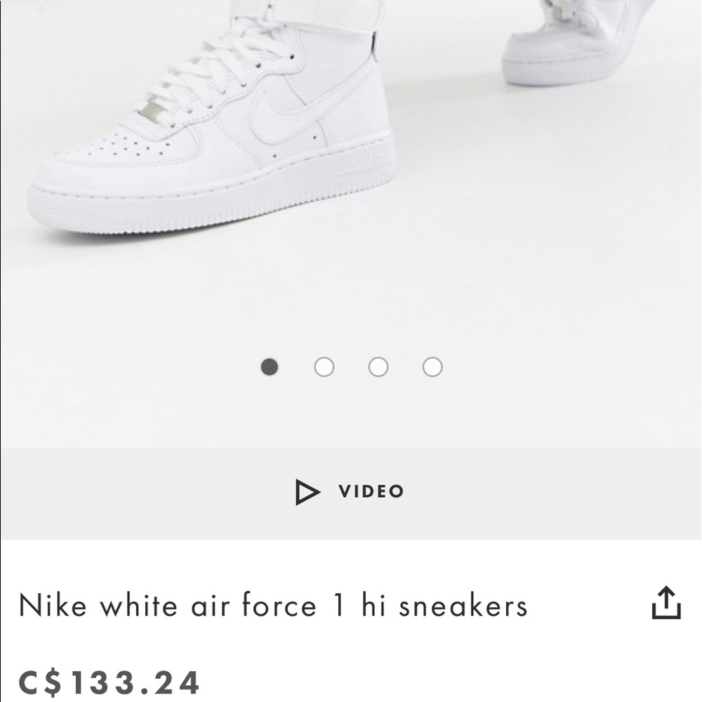 Nike white airforce 1 hi top sneakers 7.5 ladies